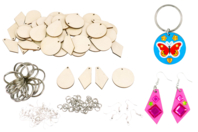 Pack bijoux et porte-clés en bois - 30 pièces - Kits bijoux - 10doigts.fr