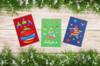 Kit cartes de Noël à colorier - 3 cartes - Cartes de voeux - 10doigts.fr