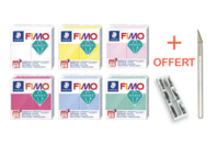 Kit Fimo Pierres précieuses - 6 couleurs + cadeau - Packs Promo pâtes Fimo - 10doigts.fr