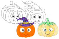 Citrouilles géantes à décorer - 6 formes - Kits activités Halloween - 10doigts.fr