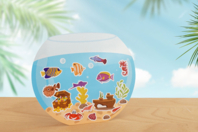 Kit mini mondes gommettes Aquarium - 4 pièces - Kits créatifs avec gommettes : le plein d’idées pour les petits artistes - 10doigts.fr
