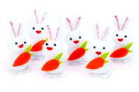 Lapins tout doux avec carotte - 6 lapins - Embellissements de Pâques - 10doigts.fr