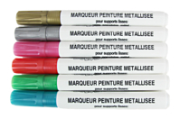 Marqueurs supports lisses - 6 couleurs métallisées - Peinture verre et faïence - 10doigts.fr