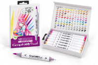 Marqueurs à alcool Graph'it Brush Manga Shojo - 12 couleurs - Feutres à alcool : des couleurs intenses et des dégradés sans traces - 10doigts.fr