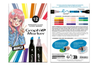 Marqueurs à alcool Graph’it "Manga" - 12 couleurs - Feutres à alcool : des couleurs intenses et des dégradés sans traces - 10doigts.fr
