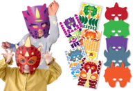 Kit 5 masques dinosaures + gommettes - Masques - 10doigts.fr