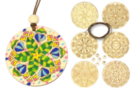 Colliers médaillon Mandala, en bois - 6 pièces - Kits bijoux - 10doigts.fr