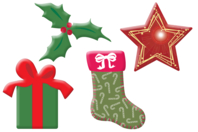 Motifs de Noël en bois décoré - 8 pièces - Déco en bois peints - 10doigts.fr