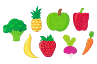 Motifs fruits et légumes en bois décoré - 8 pièces - Déco en bois peints - 10doigts.fr