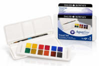 Palette aquarelle Aquafine - 12 demi-godets et pinceau  - Couleurs aquarelle - 10doigts.fr