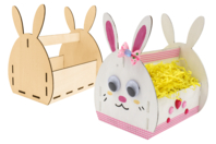 Panier lapin en bois à monter - Supports de Pâques à décorer - 10doigts.fr