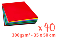 Papier épais multicolore, 50 x 35 cm - 40 feuilles - Papiers colorés - 10doigts.fr