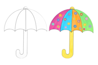 Parapluies géants en carte forte - 6 pièces - Supports de dessin à colorier - 10doigts.fr