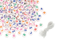 Perles rondes alphabet multicolore - 250 perles - Bijoux messages - 10doigts.fr