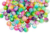 Perles arc-en-ciel en verre - 100 perles - Perles en verre - 10doigts.fr