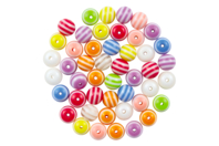 Perles rondes bayadères - 62 perles - Perles Acrylique - 10doigts.fr