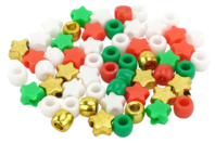 Perles de Noël en plastique - 50 perles - Petites décorations de Noël - 10doigts.fr