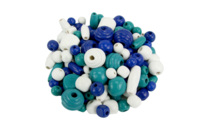 Perles en bois en camaïeu de bleu - 70 perles - Perles Bois - 10doigts.fr