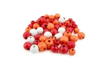 Perles en bois en camaïeu de rouge - 70 perles - Perles en bois - 10doigts.fr