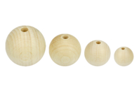 Perles rondes en bois naturel - Taille au choix - Perles en bois - 10doigts.fr