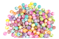 Perles rondes gravées d'une rose - 200 perles - Perles Acrylique - 10doigts.fr