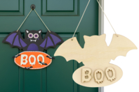 plaque de porte halloween chauve souris - Supports d'Halloween à décorer - 10doigts.fr
