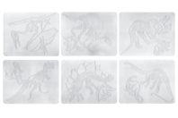 Plaques dessin relief squelettes de dinosaures - 6 pièces - Accessoires de dessin - 10doigts.fr