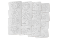 Plaques dessin relief fleurs - Set de 16 - Plaque relief - 10doigts.fr