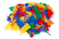 Plumes multicolores - environ 1000 plumes - Plumes décoratives - 10doigts.fr