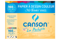 Pochette Canson Mi-Teintes - 12 Couleurs Vives assorties - Papiers couleurs - 10doigts.fr