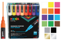 Marqueurs  POSCA Pointes fines - 16 couleurs - Marqueur POSCA - 10doigts.fr