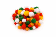 Pompons métallisés pailletés - 72 pièces - Pompons - 10doigts.fr