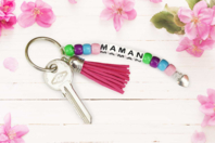 Kit portes clefs "MAMAN" - 6 pièces - Bijoux et porte-clés à fabriquer - 10doigts.fr