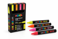 Posca fluorescent PC5M - 4 couleurs  - Marqueurs POSCA : la référence mondiale de la peinture nomade - 10doigts.fr