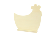 Silhouette poule en bois + socle - Formes de Pâques à décorer - 10doigts.fr