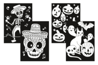 PROMO : Coloriages velours halloween (citrouilles + Squelettes) - Kits créatifs Halloween - 10doigts.fr