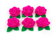 Roses en feutrine - 6 pièces - Fleurs et feuilles décoratives - 10doigts.fr