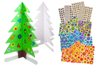 Sapins géants en carton - Lot de 6 + 700 gommettes - Supports de Noël en carton et papier - 10doigts.fr