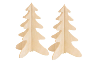 Sapins 3D en bois - 2 pièces - Objets en bois Noël - 10doigts.fr