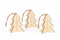 Sapins 3D à suspendre - Lot de 3 - Objets en bois Noël - 10doigts.fr