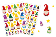 Set de 2 planches de gommettes gnomes mignons - Gommettes et stickers Noël - 10doigts.fr