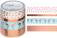 Masking tape rosé - 4 rouleaux motifs métallisés - Adhésifs colorés et Masking tape - 10doigts.fr