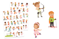 Gommettes "Enfants sportifs" - 52 gommettes - Gommettes Histoires et décors - 10doigts.fr