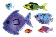 Poissons tactiles scintillants - 6 pièces - Apprentissage et manipulation - 10doigts.fr