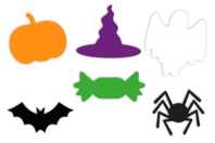 Pack formes d'Halloween en carte colorée - 60 formes - Décorations d'Halloween - 10doigts.fr