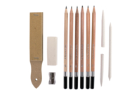 Kit dessin et esquisse - 12 pièces - Pastels et Fusains - 10doigts.fr