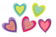 Coeurs en feutrine adhésives - 10 stickers - Formes en Feutrine Autocollante - 10doigts.fr