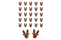Stickers pailletés rennes avec pompons - 25 pièces - Gommettes et stickers Noël - 10doigts.fr