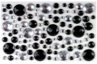 Strass adhésifs ronds noirs et transparents - 106 strass - Strass - 10doigts.fr