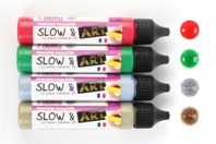 Stylos peinture 3D pailletées - 30 ml - Peinture et marqueurs à paillettes - 10doigts.fr